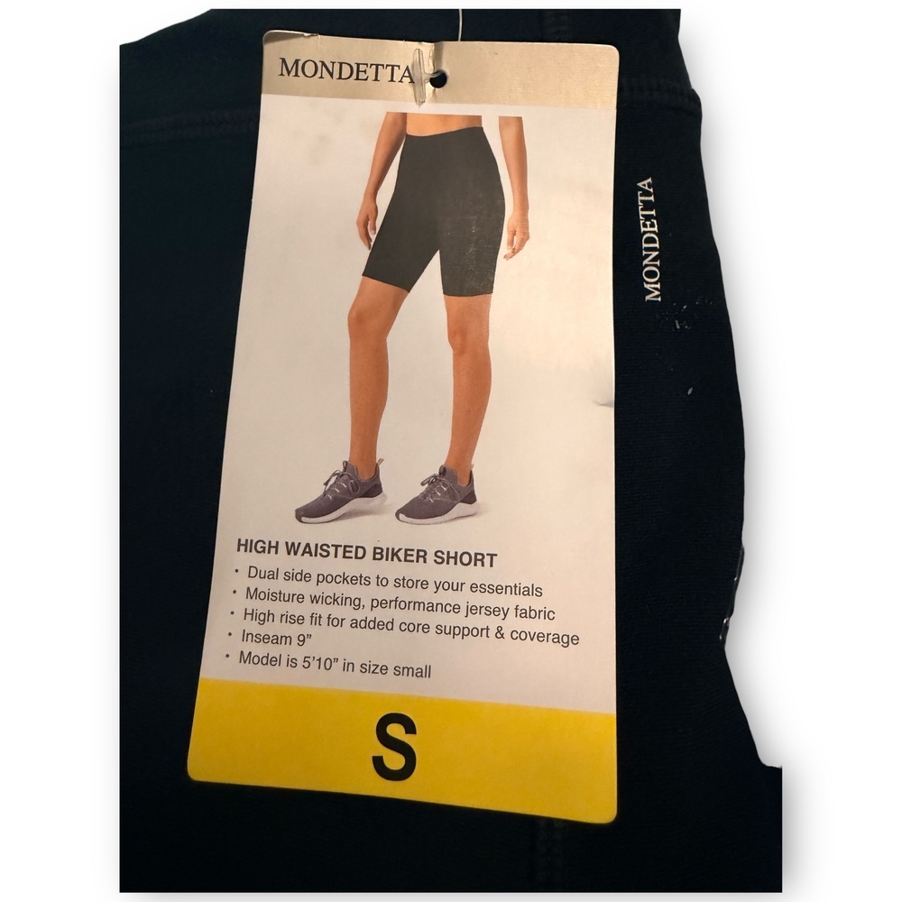 NWT Mondetta High Waisted 9 Inseam Ribbed Womens Biker Short Small Black - Picture 6 of 7